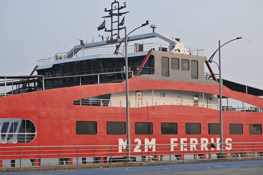 The ferry to Mandwa waiting at the Mumbai jetty